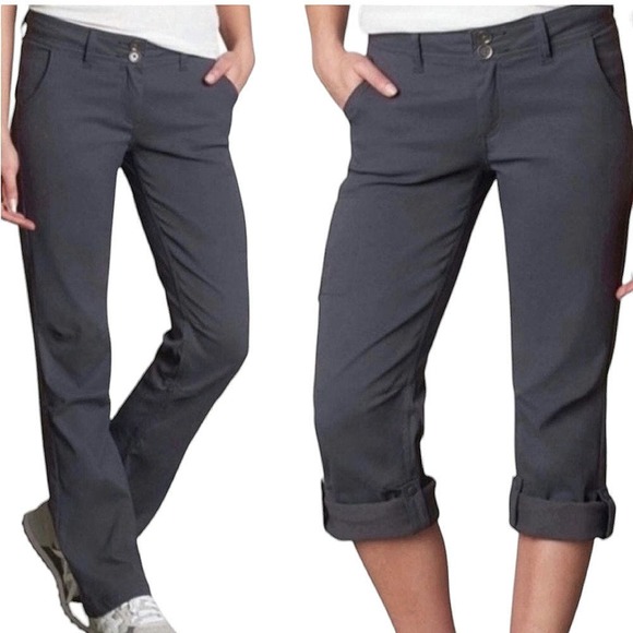 Prana Pants - Prana Halle Pant Coal Convertible Roll Up Outdoor Hiking Camping Size 2 SHORT